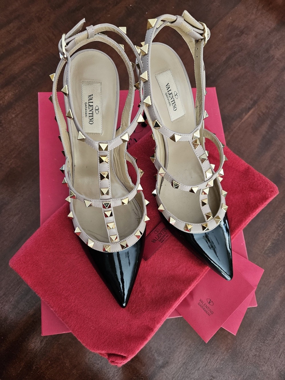 Valentino Rockstud T-Strap Heels